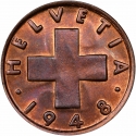 2 Rappen 1948-1974, KM# 47, Switzerland
