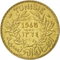 1 Franc 1921-1945, KM# 247, Tunisia, Naceur Bey, Habib Bey, Ahmed Bey