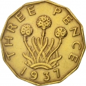 3 Pence 1937-1948, KM# 849, United Kingdom (Great Britain), George VI