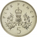 5 Pence 1985-1990, KM# 937, United Kingdom (Great Britain), Elizabeth II