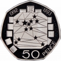50 Pence 1992, KM# 963a, United Kingdom (Great Britain), Elizabeth II, United Kingdom's Presidency of the Council of Ministers