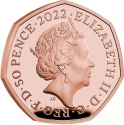 50 Pence 2022, Sp# H110, United Kingdom (Great Britain), Charles III, 100th Anniversary of the BBC