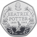 50 Pence 2016, KM# 1370a, United Kingdom (Great Britain), Elizabeth II, Beatrix Potter’s The Tale of Peter Rabbit, 150th Anniversary of Birth of Beatrix Potter