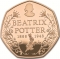 50 Pence 2016, KM# 1370b, United Kingdom (Great Britain), Elizabeth II, Beatrix Potter’s The Tale of Peter Rabbit, 150th Anniversary of Birth of Beatrix Potter