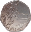 50 Pence 2011, KM# 1169a, United Kingdom (Great Britain), Elizabeth II, London 2012 Summer Olympics, Cycling
