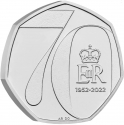 50 Pence 2022, Sp# H103, United Kingdom (Great Britain), Elizabeth II, 70th Anniversary of the Accession of Elizabeth II to the Throne, Platinum Jubilee