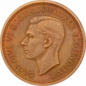 1/2 Penny 1937-1948, KM# 844, United Kingdom (Great Britain), George VI