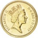 1 Pound 1987-1992, KM# 948, United Kingdom (Great Britain), Elizabeth II, Royal Diadem, English Oak