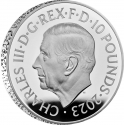 10 Pounds 2023, United Kingdom (Great Britain), Charles III, Great Engravers Collection, The Petition Crown, Charles II Effigy