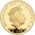 100 Pounds 2021, Sp# OB3, United Kingdom (Great Britain), Elizabeth II, Mahatma Gandhi