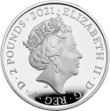 2 Pounds 2021, Sp# NB12, United Kingdom (Great Britain), Elizabeth II, Mahatma Gandhi