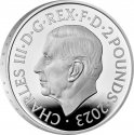 2 Pounds 2023, United Kingdom (Great Britain), Charles III, Royal Tudor Beasts, Bull of Clarence