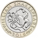 2 Pounds 2016, KM# 1383, United Kingdom (Great Britain), Elizabeth II, 400th Anniversary of Death of William Shakespeare, Shakespeare Comedies