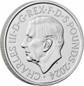 5 Pounds 2024, United Kingdom (Great Britain), Charles III, Buckingham Palace