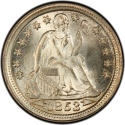 10 Cents 1853-1855, KM# 77, United States of America (USA)