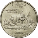 25 Cents 2000, KM# 309, United States of America (USA), 50 State Quarters Program, Virginia