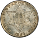 3 Cents 1854-1858, KM# 80, United States of America (USA)