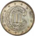 3 Cents 1854-1858, KM# 80, United States of America (USA)
