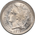 3 Cents 1865-1889, KM# 95, United States of America (USA)