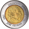 10 Pesos Uruguayos 2000, KM# 121, Uruguay, 150th Anniversary of Death of José Gervasio Artigas