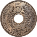 5 Centimes 1938-1939, KM# 18.1a, French Indochina
