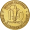 10 Francs 1981-2023, KM# 10, West African States, Food and Agriculture Organization (FAO), Reverse mint and privy marks